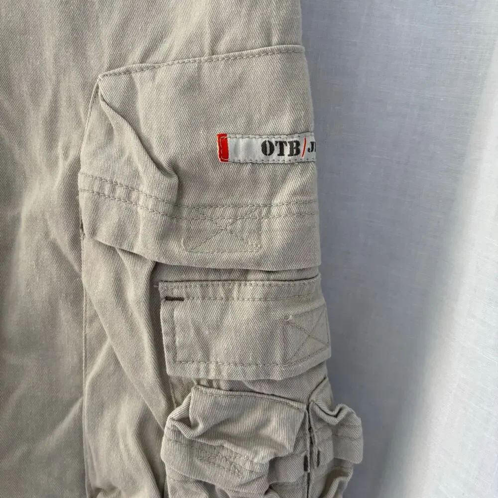 OTB Vintage Y2K Cargo Style Baggy Skater Shorts Size 34 Beige Khaki